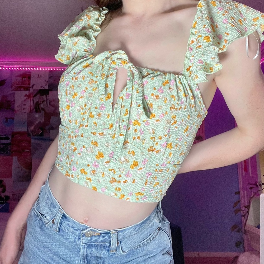Floral Pastel Green Preppy Nordstrom Top